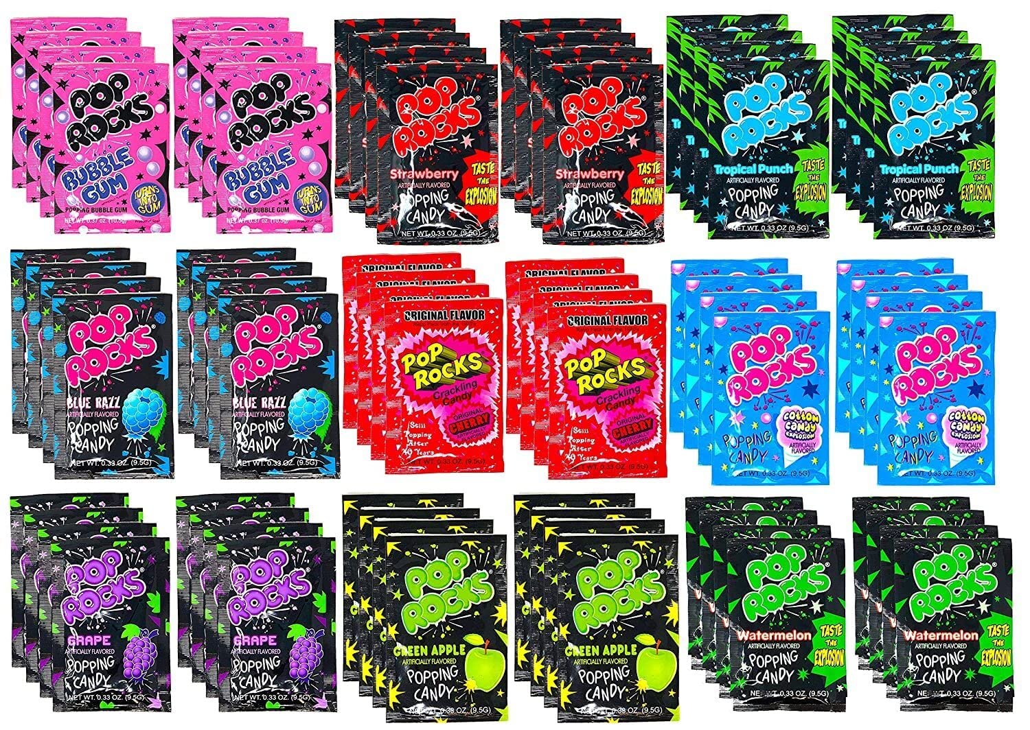Munchbox Pop Rocks Candies - 72 Count Bulk Pack - Assorted Flavors - Individually Wrapped - Blue