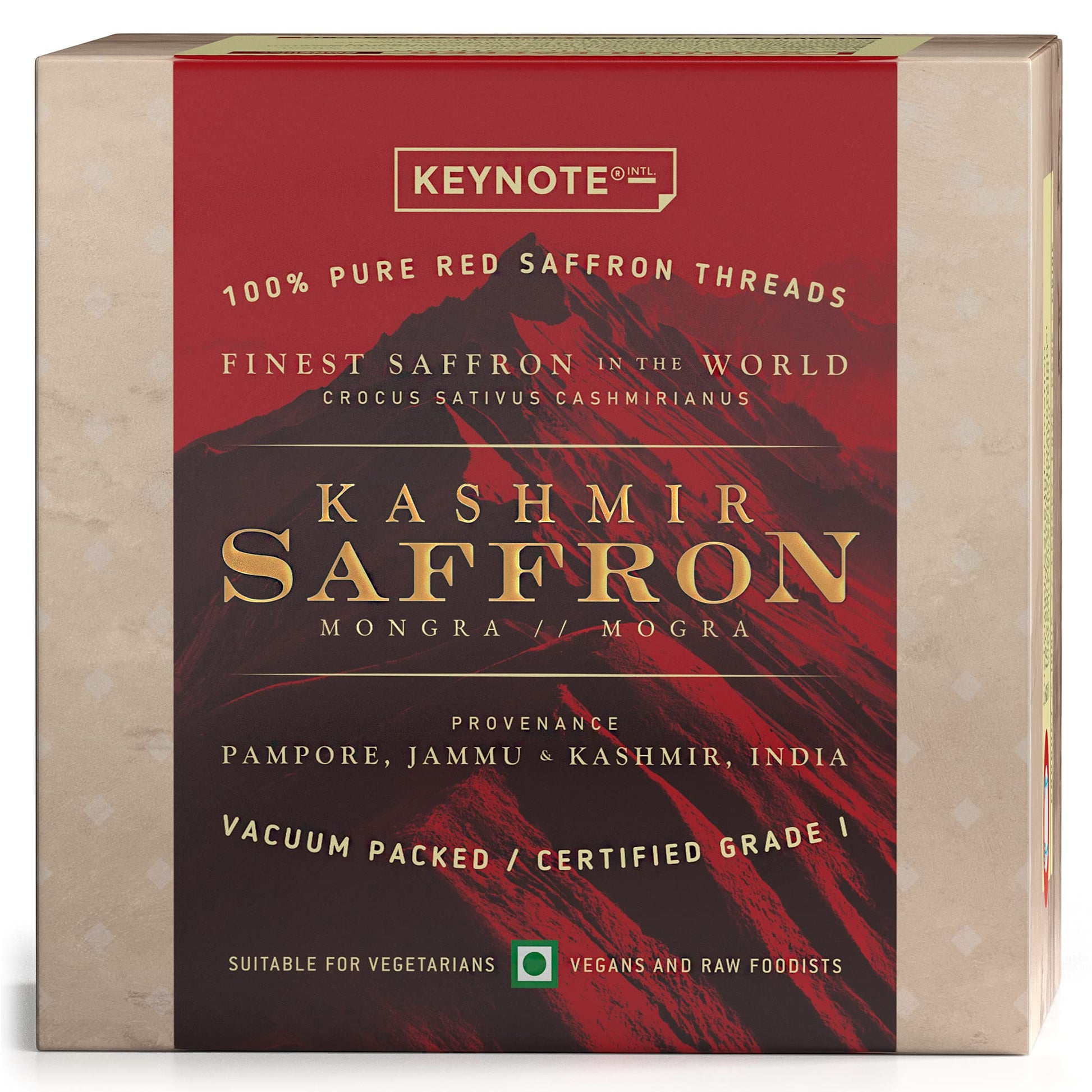Keynote Kashmir Saffron | Kashmiri Kesar | Keshar | Whole Threads | Gift Box | Vacuum Packed Glass Bottle 3 grams | Pack of 1