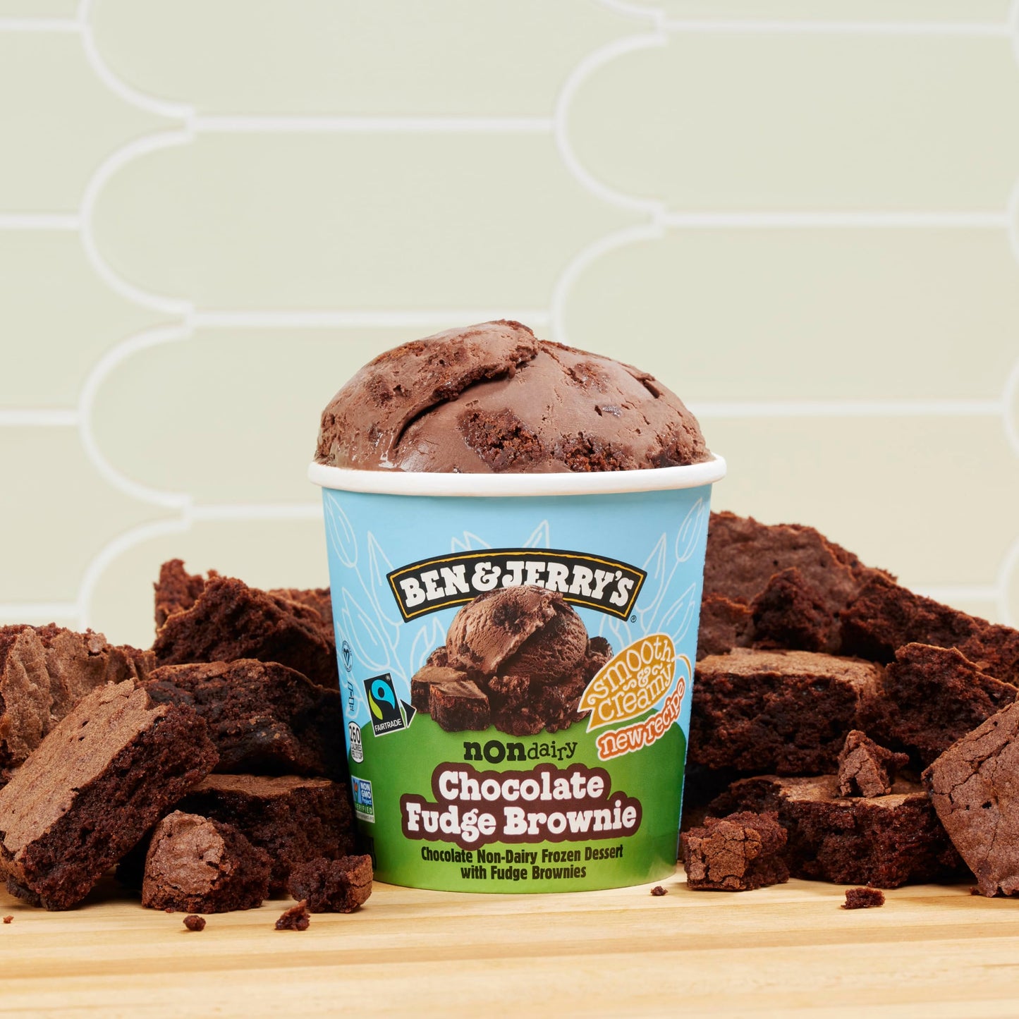 Ben & Jerrys Non-Dairy Chocolate Fudge Brownie Frozen Dessert Certified Vegan Pint 16 oz