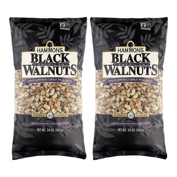 Hns Fancy Large Black Walnuts -Wild Harvested - Non-GMO - Gluten-Free - High Protein - Keto Snack - Nuts for Cooking and Baking - 24oz - 2 Pack