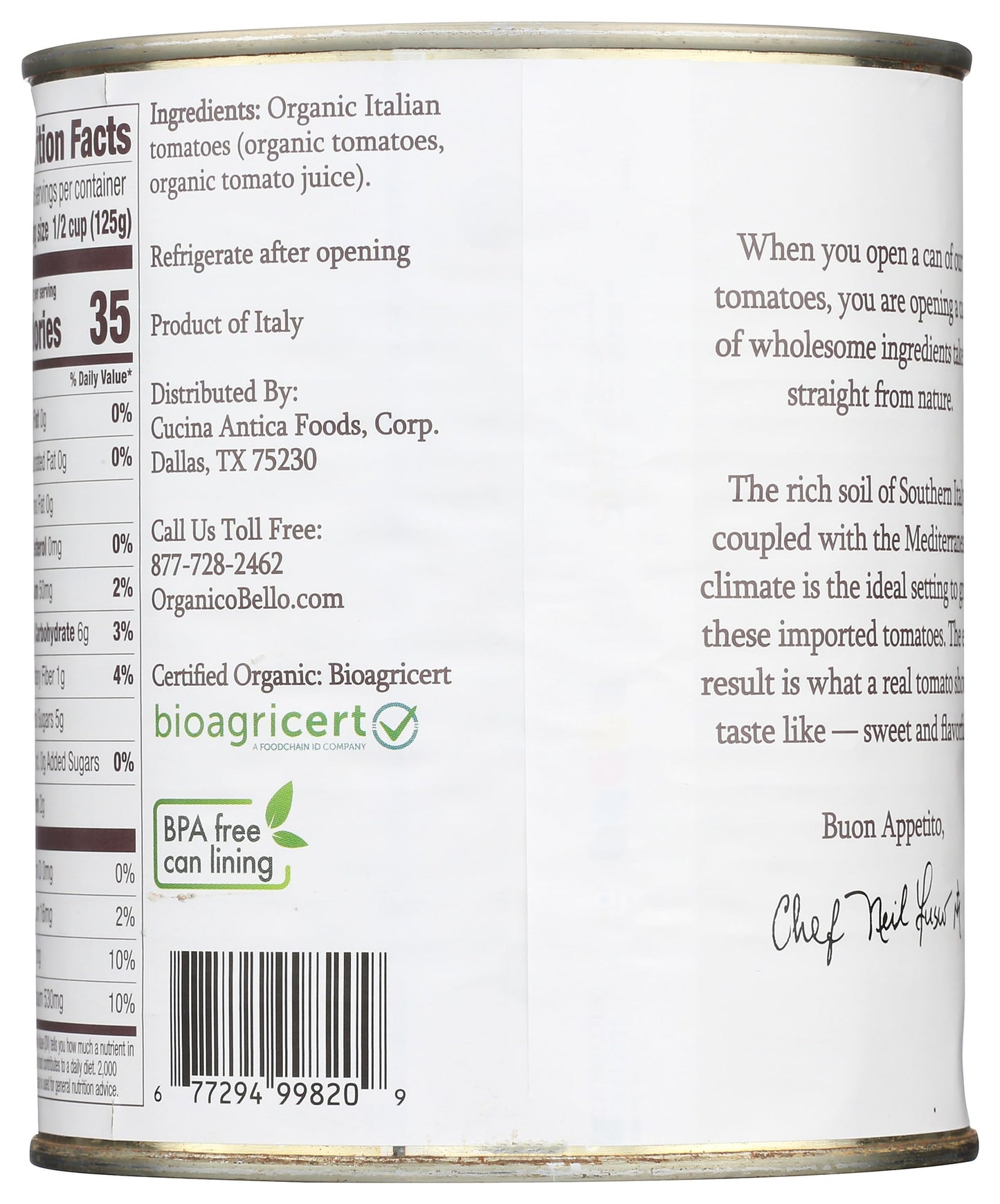 ORGANICO BELLO Organic Whole Tomatoes, 28 OZ