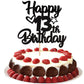 YCTHUNFISH Birthday Cake Topper Glitter Heart Star 13, Black, 1 Pack, Ideal for 13th Birthday Theme Party Decorations