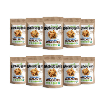 Brothers Sprouted Nuts Garlic Salty Walnuts - Organic, Vegan, Gluten-Free - 6 oz (Pack of 10)