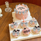 Keaziu 20 Pack Bow Cupcake Toppers, Fabric & Card, Gray 2, Birthday & Wedding Party Decorations