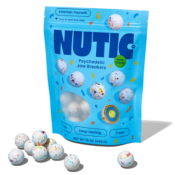 Nutic Jawbreakers Bulk In Fun Psychedelic Colors | 1-Inch Giant Jawbreakers Candy Made In Usa | Long-Lasting Huge Gobstoppers, 1