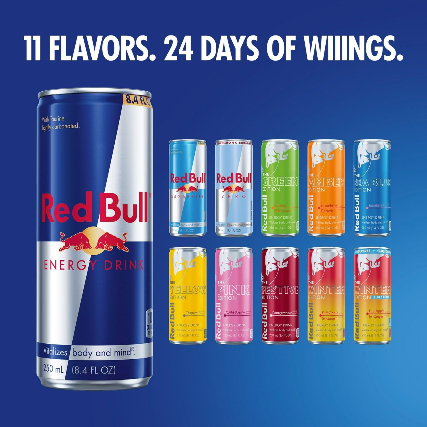 Red Bull Energy Drink Variety 2025 Advent Calendar Pack  with 80mg Caffeine  Taurine & B Vitamins  8.4 fl. oz. - 24 Cans