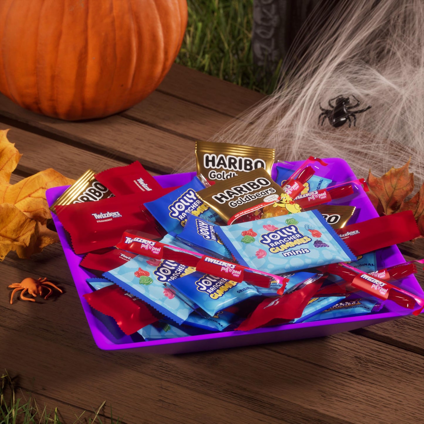 Jolly Rancher Assorted Fruit Flavored Halloween Candy Bag, 70 Count, 24.31 oz, Includes HARIBO and TWIZZLERS
