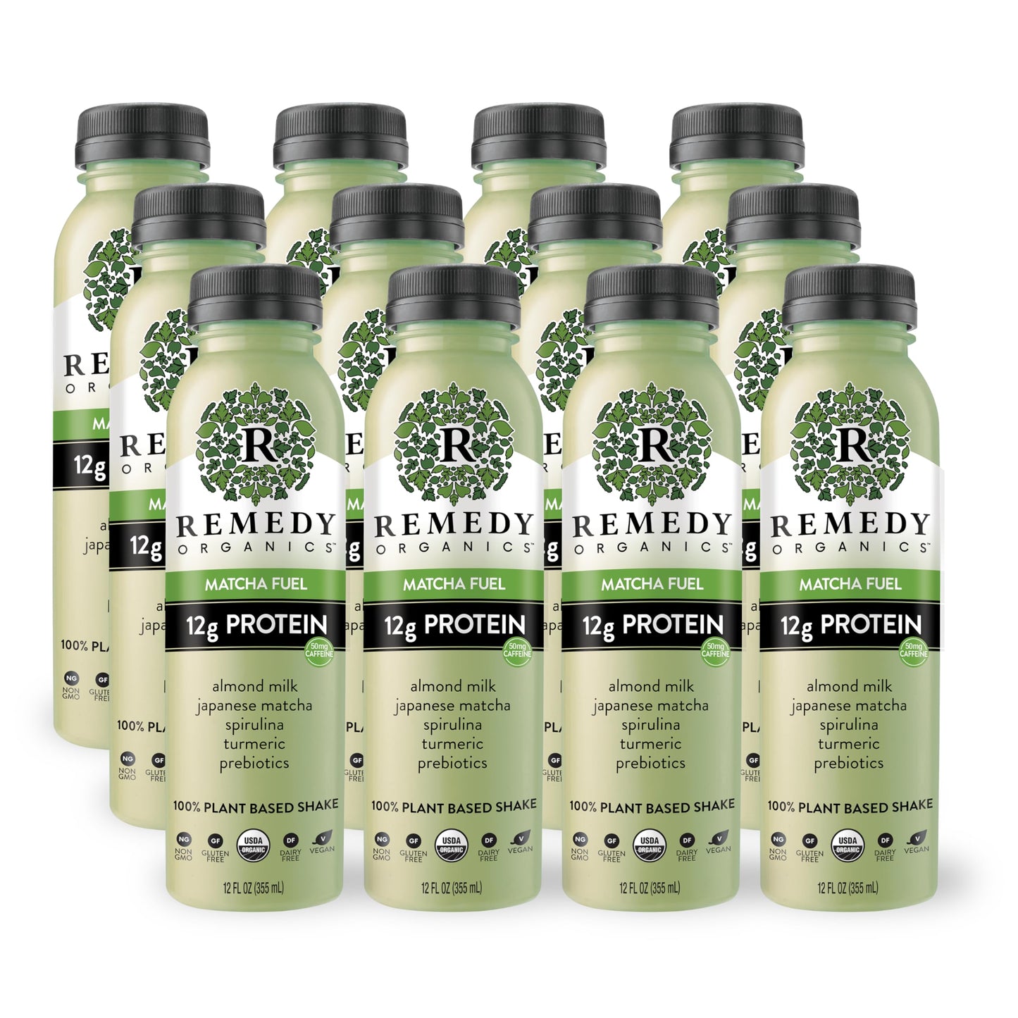 Remedy Organics Matcha Fuel 12-Pack | Plant Based 20g Protein Shakes, Ready to Drink | USDA Organic, Gluten Free, Dairy Free, So