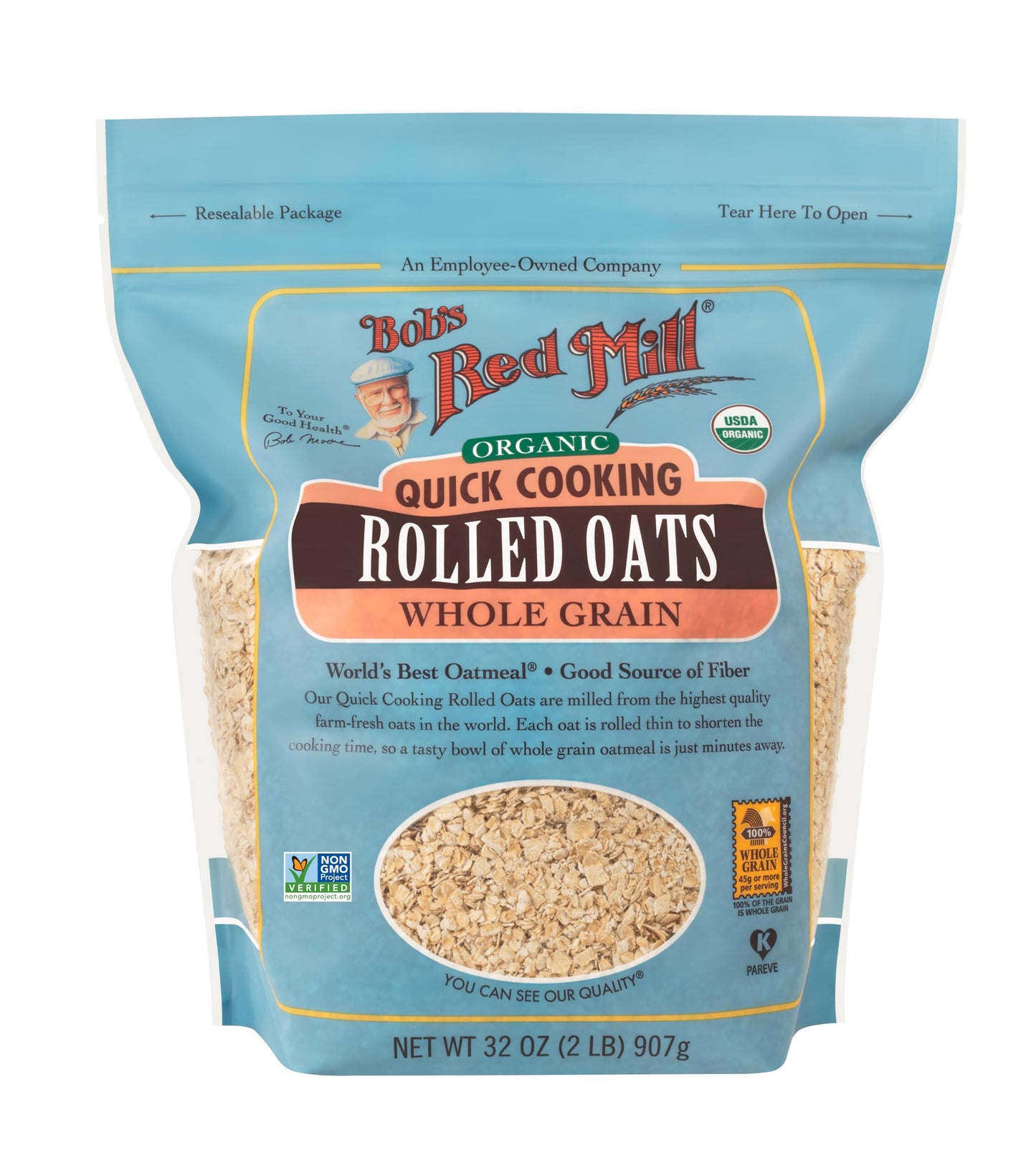 Bob's Red Mill Organic Quick Cooking Rolled Oats - 32 oz (Pack of 4)
