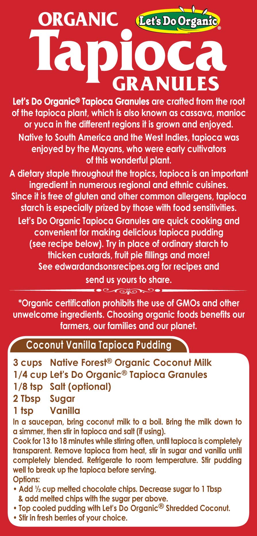 Let'S Do Organic Organic Tapioca Granules, 6 Ounce Boxes (Pack Of 6)