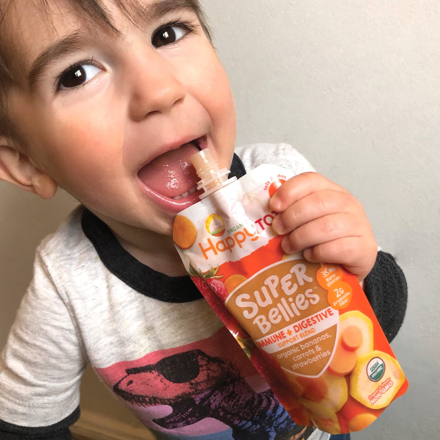 Happy Tot Organics Stage 4 Baby Food Pouches, Gluten Free, Vegan Snack, Super Bellies, Fruit & Veggie Puree, Banana, Spinach & B