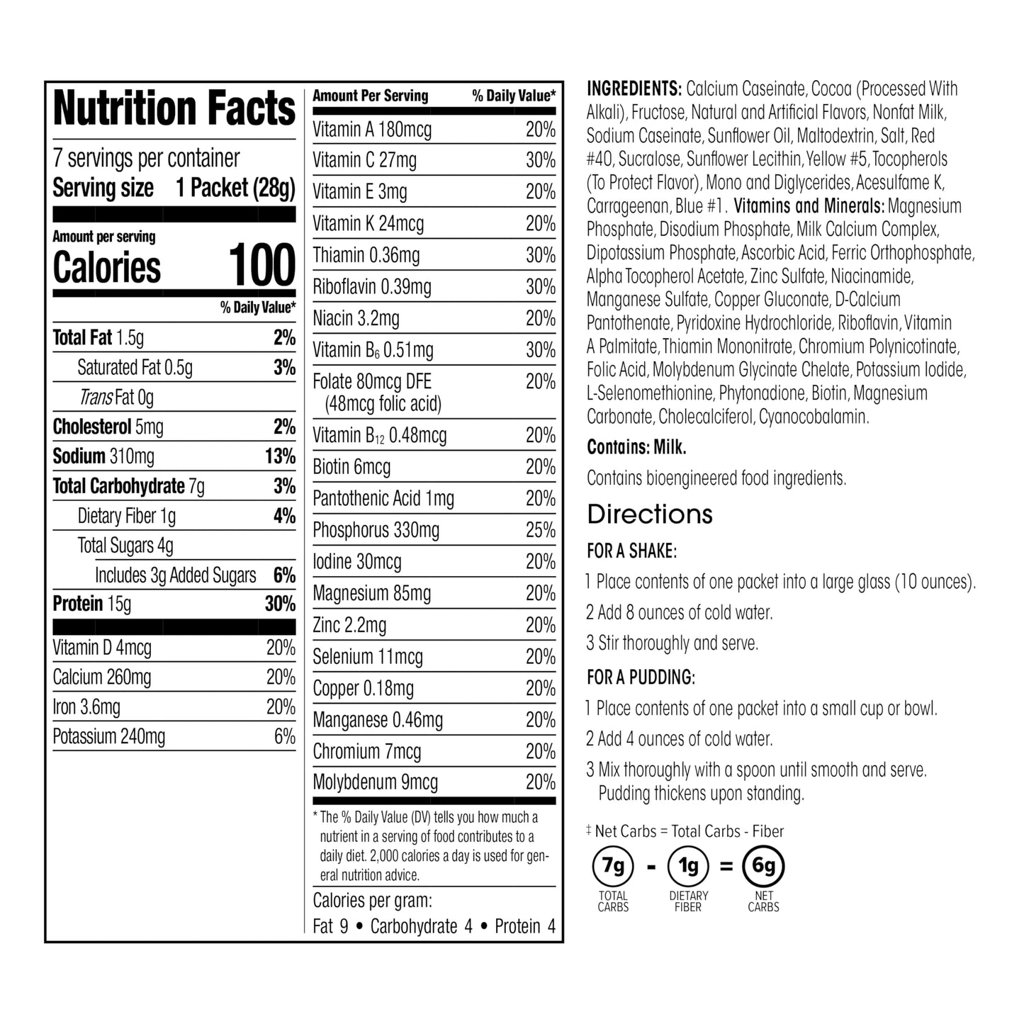 WonderSlim Meal Replacement Shake, Dark Cocoa Cream, 15g Protein, 24 Vitamins & Minerals, Gluten Free, 7 Count Box