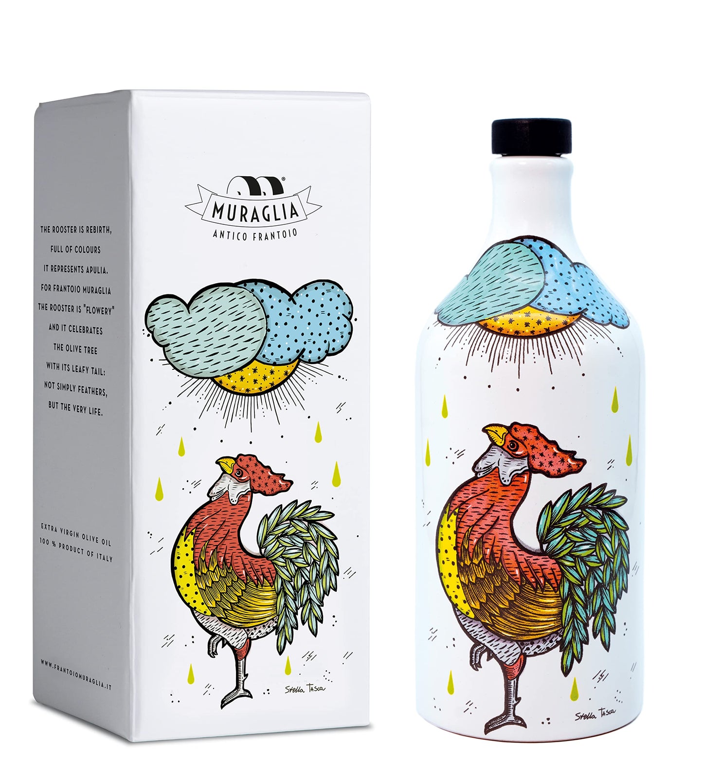 Antico Frantoio Muraglia | Premium Italian Extra Virgin Olive Oil | First Cold Pressed | Gourmet EVOO | Rooster Collectible Hand