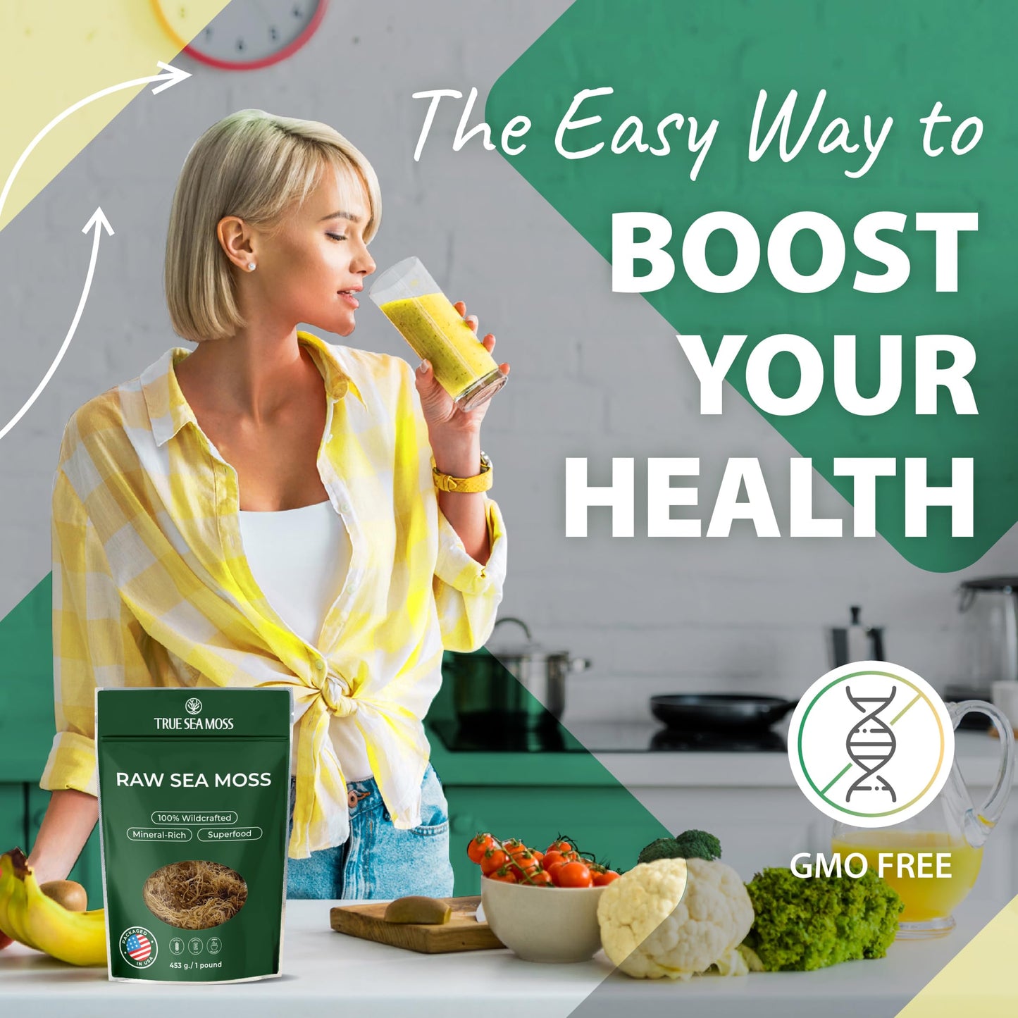 TrueSeaMoss Sea Moss Raw Wild Crafted Seamoss Raw - 100% Irish Sea Moss Raw (Pack of 1) - Dried Sea Moss Advanced Drink - Clean and Sundried - Vegan Sea Moss (1Pound) (16oz)