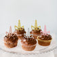 Rssta i Unicorn Horn Cupcake Toppers - 24 Pack Glitter Decorations for Baby Shower or Birthday Party - Multi-Design, Paper