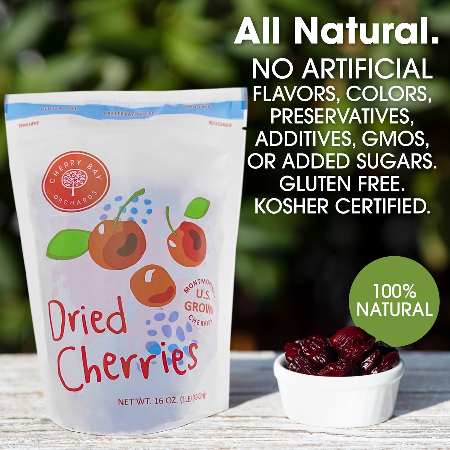 Cherry Bay Orchards Dried Montmorency Tart Cherries, 16 oz Bag, 100% Domestic, Natural, Kosher, Gluten-Free, GMO Free