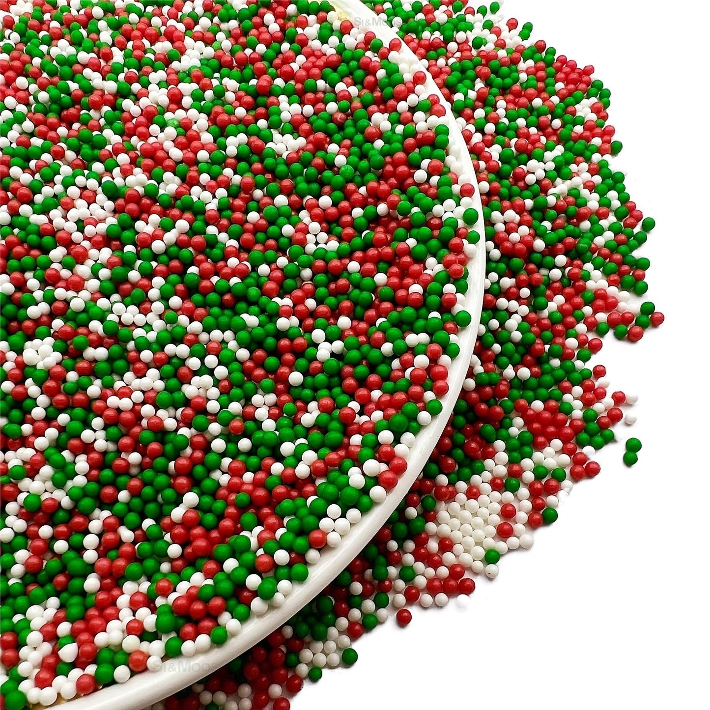 Se Si&Moos Red Green And White Christmas Sprinkles For Cake Decorating Red Green White Nonpareils Edible Pearls For Cake Decorat