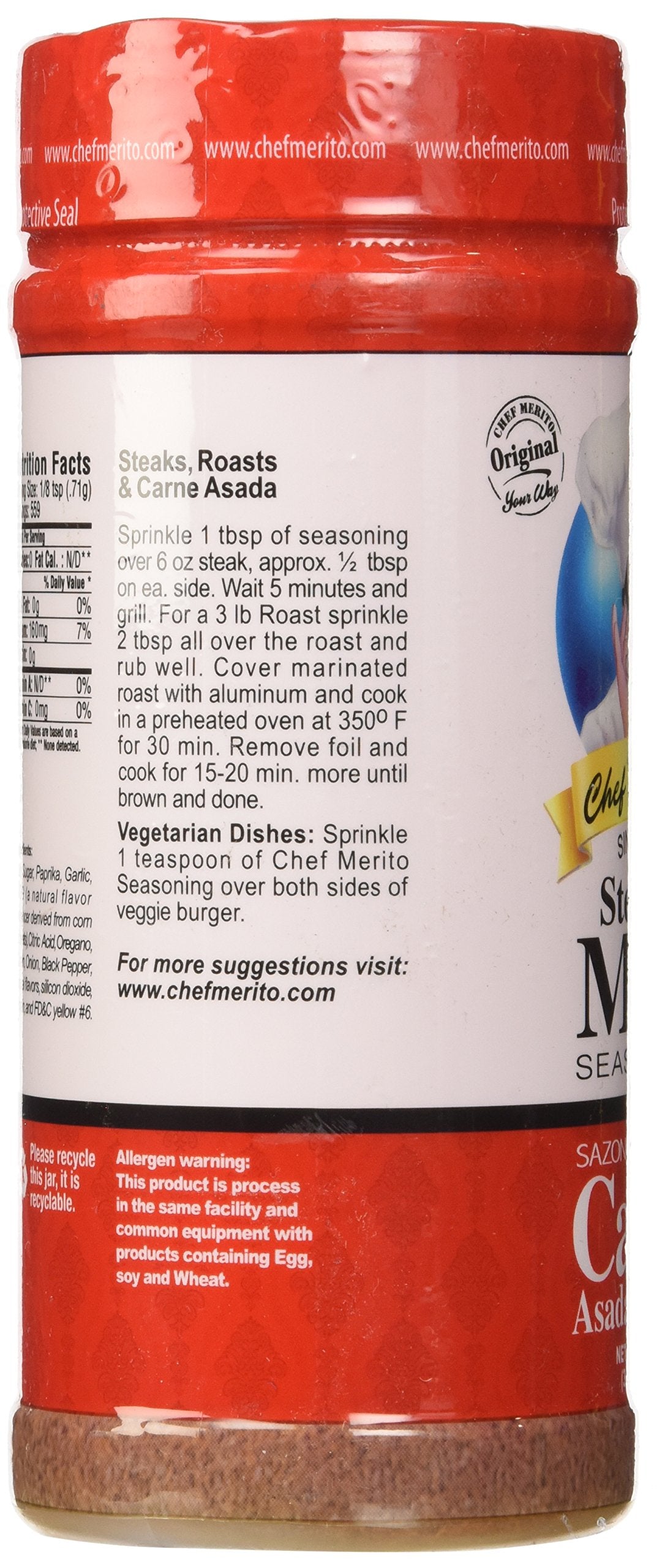 Chef Merito Carne Asada Meat Seasoning, 14 Ounce (Pack of 2)
