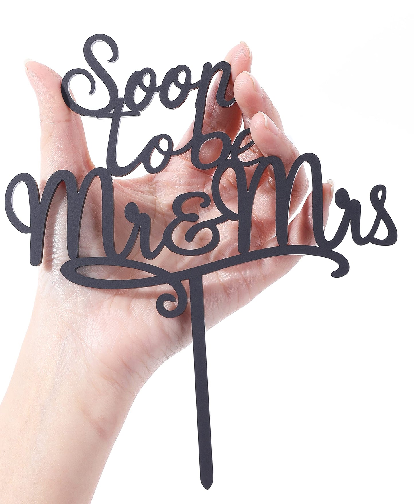 LOVENJOY Gift Boxed Soon To Be Mr and Mrs Cake Topper Engagement Black, Frosted Acrylic