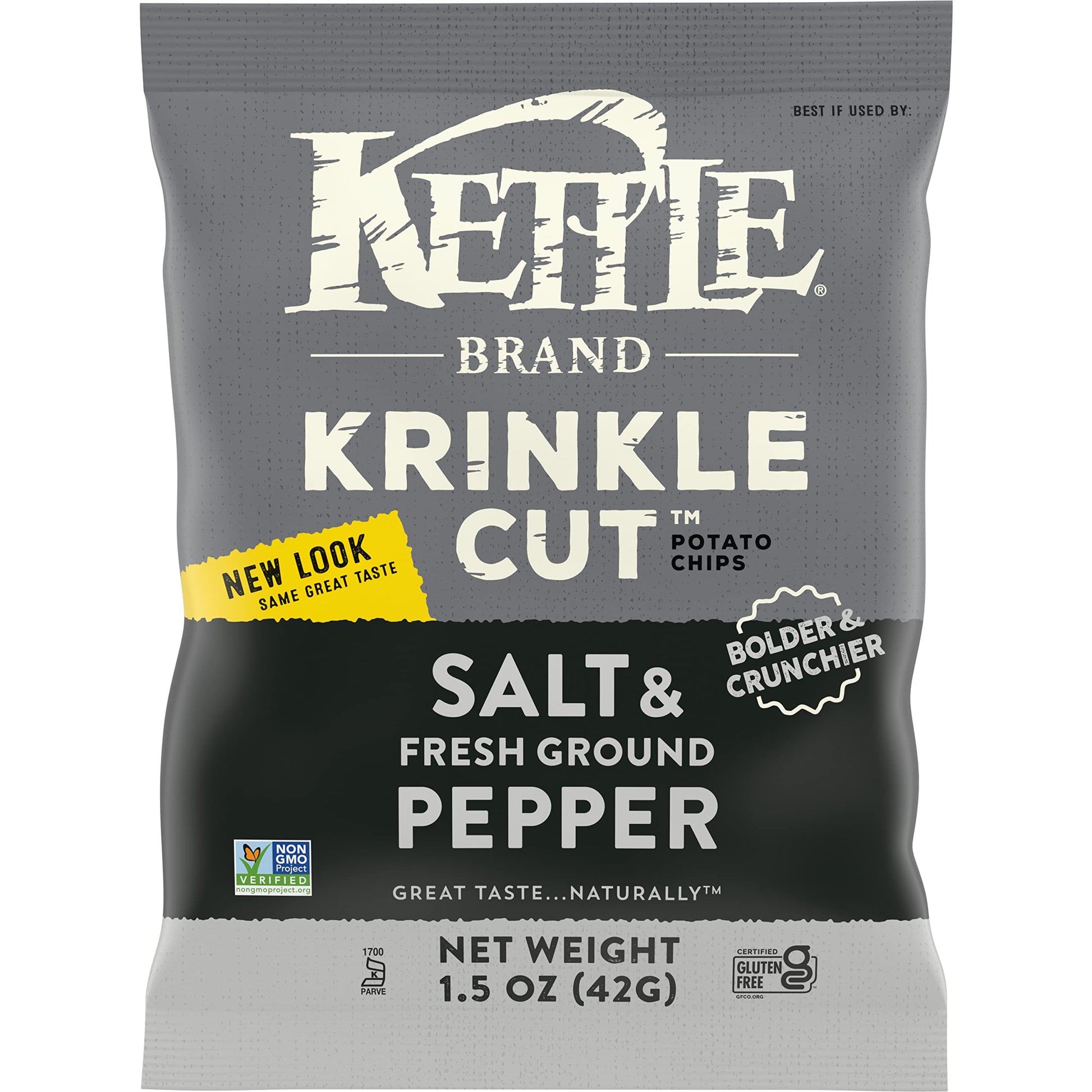 Kettle Brand Potato Chips Krinkle Cut Salt & Fresh Ground Pepper, 1.5 Oz