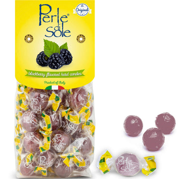 Perle di Sole Blackberry Italian Hard Candy Individually Wrapped - Blackberry Candy with a Tart Fizzy Filling (7.05 oz | 200 g) 