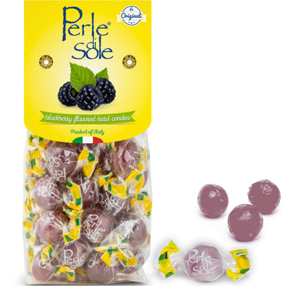 Perle di Sole Blackberry Italian Hard Candy Individually Wrapped - Blackberry Candy with a Tart Fizzy Filling (7.05 oz | 200 g) 