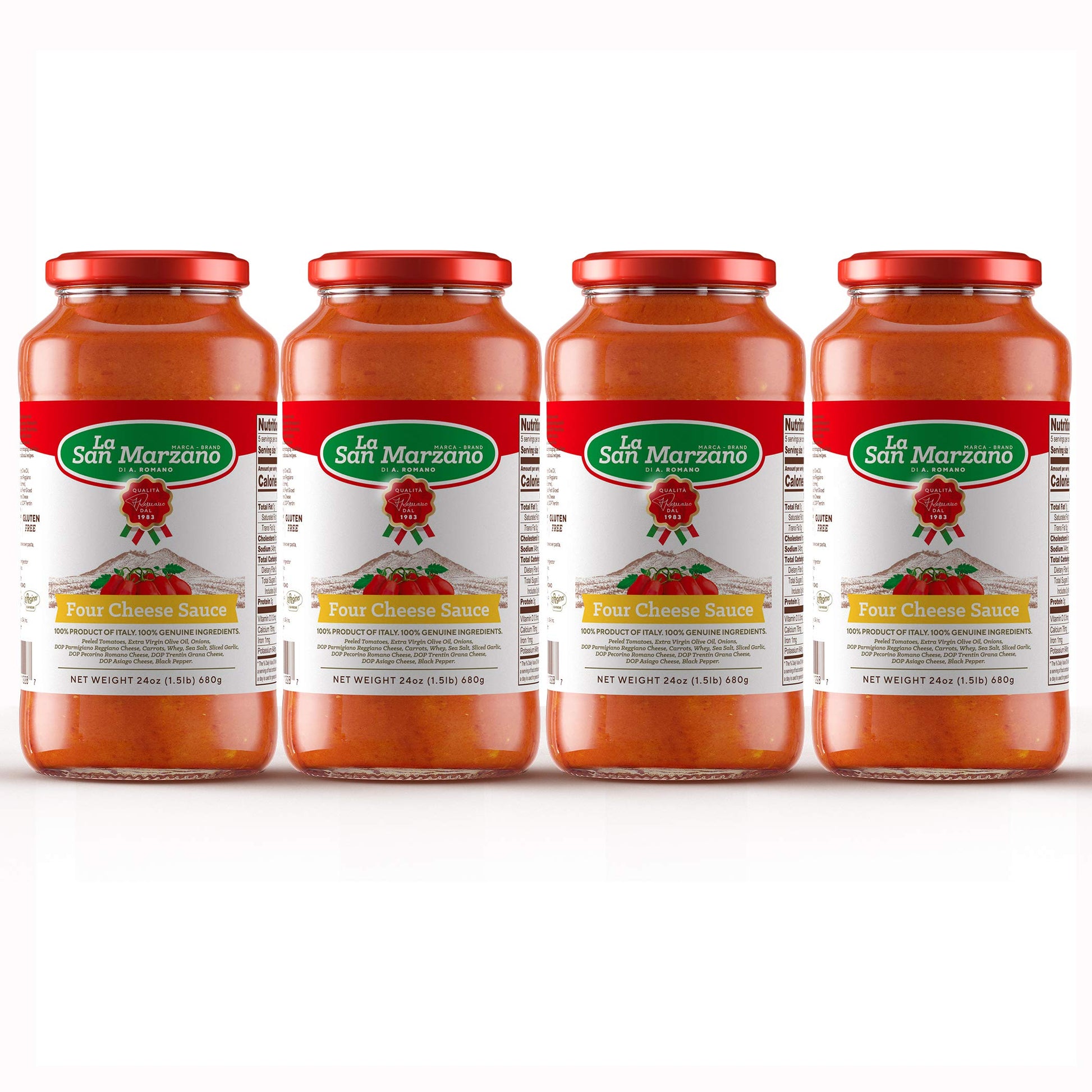 La San Marzano Four Cheese Pasta Sauce, All Natural, Non-GMO, Gluten Free, 24 oz (Pack of 4)