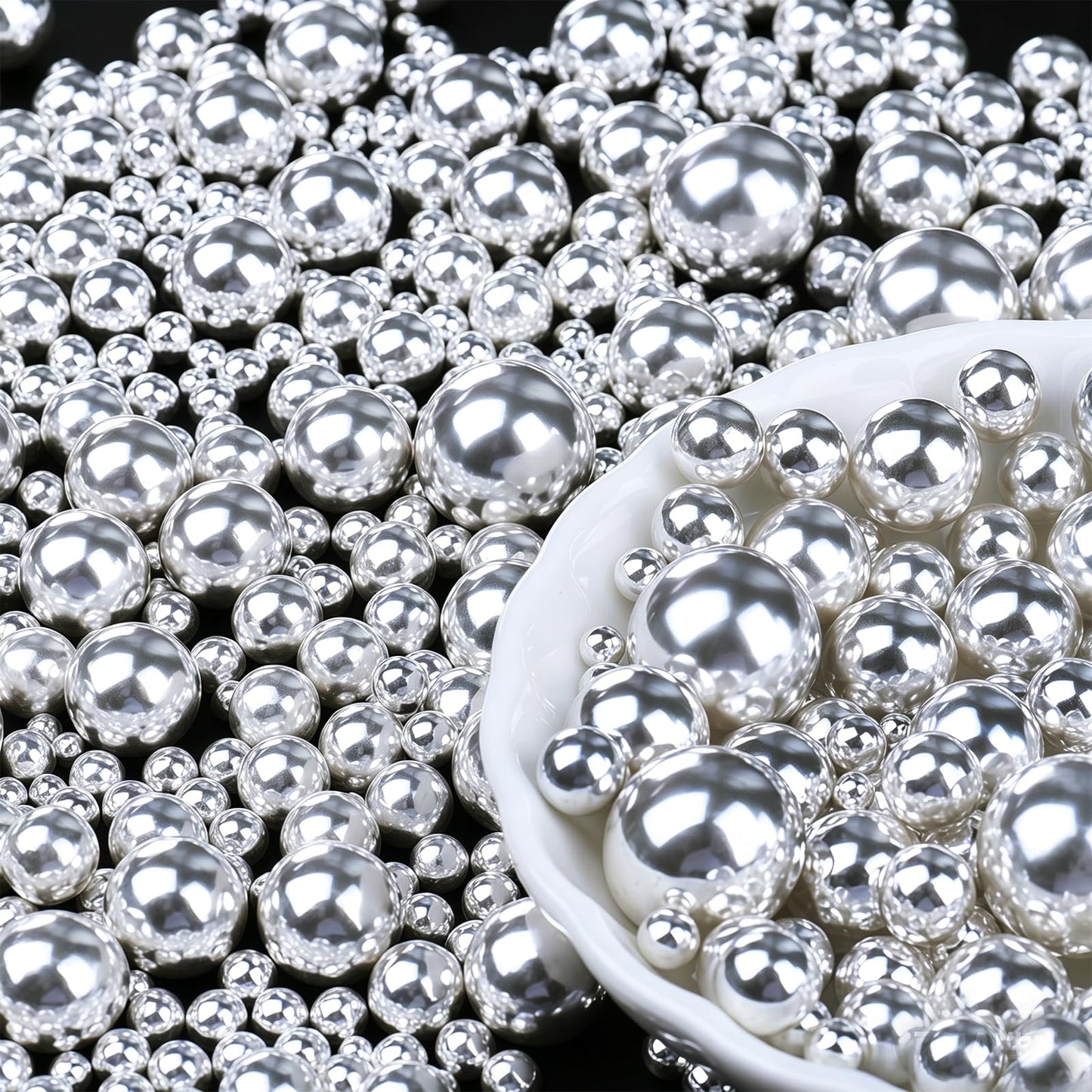 Silver Pearl Sprinkles for Cake Decorating, 6 Sizes Mix 4.6 oz Edible Pearls Sugar Sprinkles for Baking Cupcake Cookies