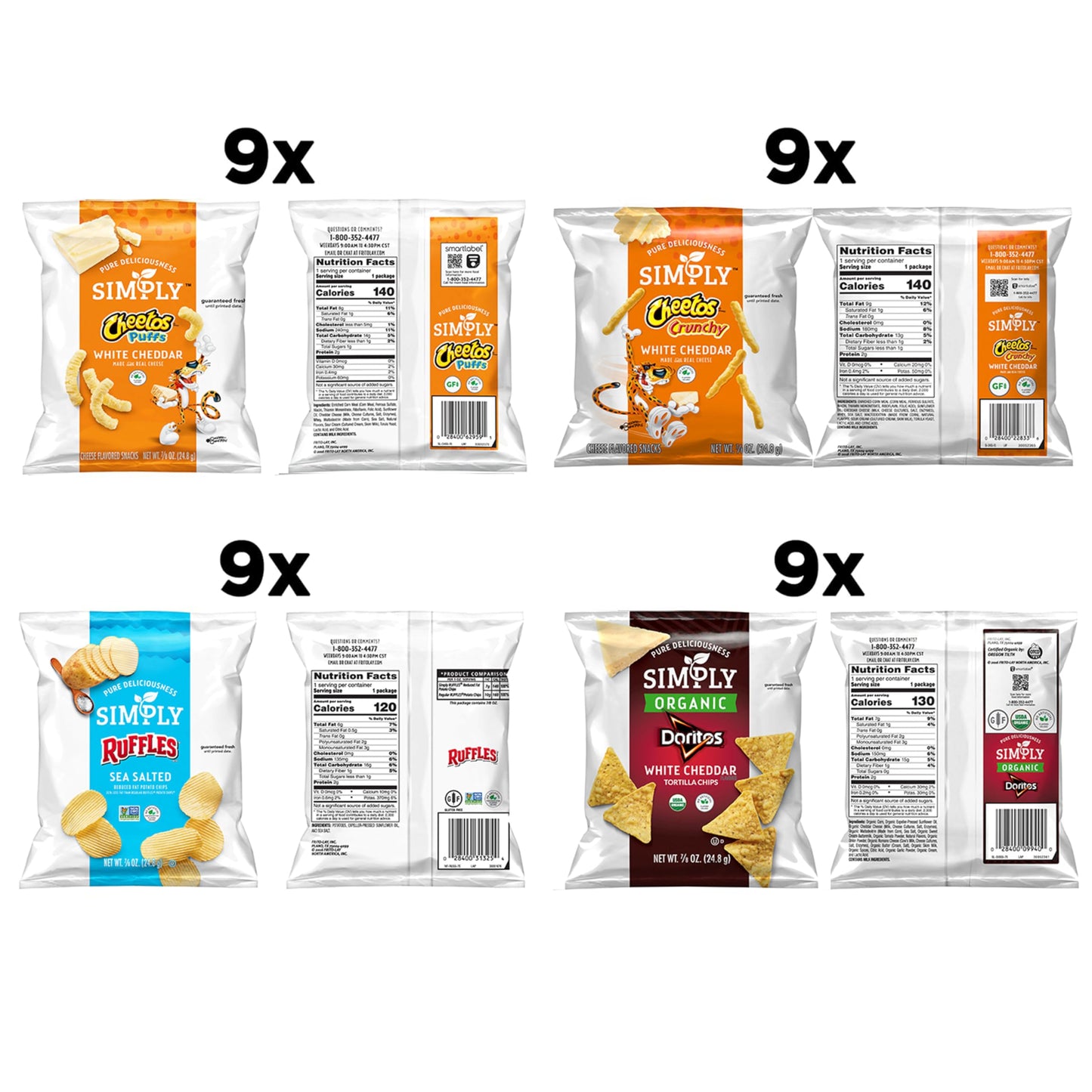 Simply, Variety Pack Snacks, 0.875 Ounce (Pack of 36)