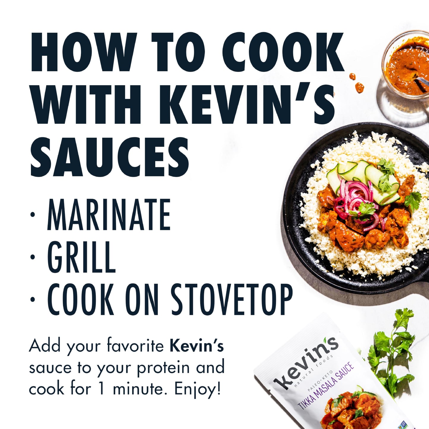 Kevin'S Natural Foods Tikka Masala Sauce - Keto And Paleo Simmer Sauce - Stir-Fry Sauce, Gluten Free, No Preservatives, Non-Gmo