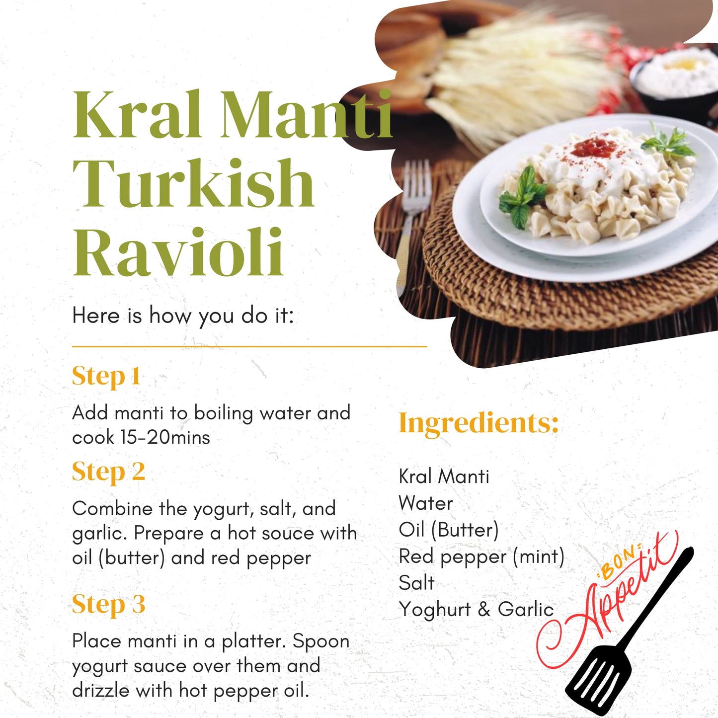 Kral Manti Traditional Delicious Turkish Stuffed Manti (Turkish Ravioli) Dumplings, Easy Meal, Practical Pasta From Turkey, Quic