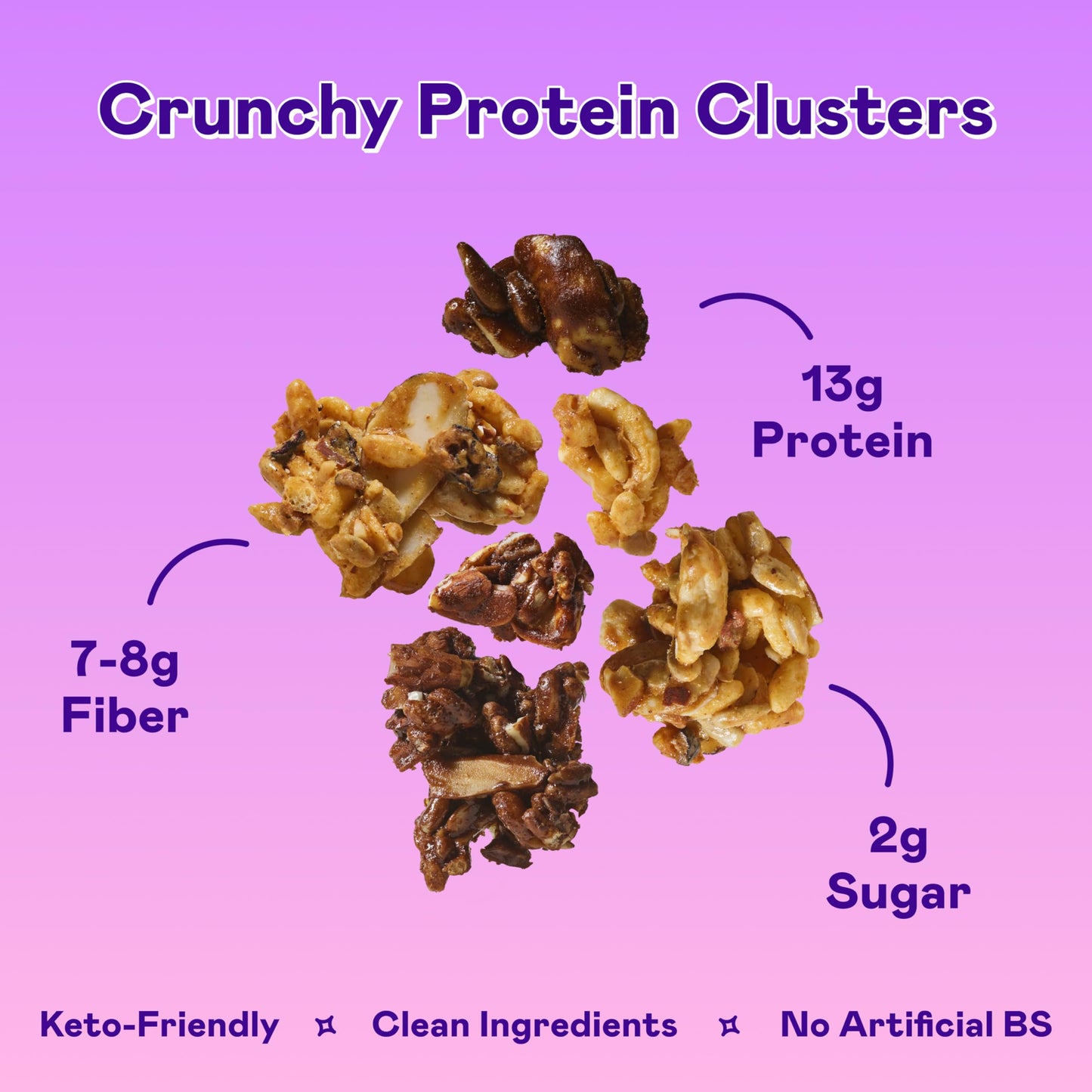 Magic Spoon Protein Granola - High Protein Granola  Keto Friendly  Low Sugar  Grain Free  Healthy Breakfast or Quick Snack (1 bag of each: Honey Almond  Dark Chocolate Almond  Peanut Butter  Mixed Berry)