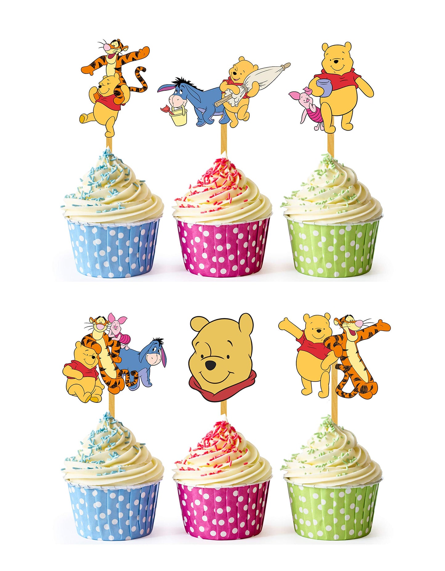 24X Honey Bear Cupcake Toppers - Strong Picks Happy Birthday D?Cor  Cupcake Decorations For Kids Birthdays