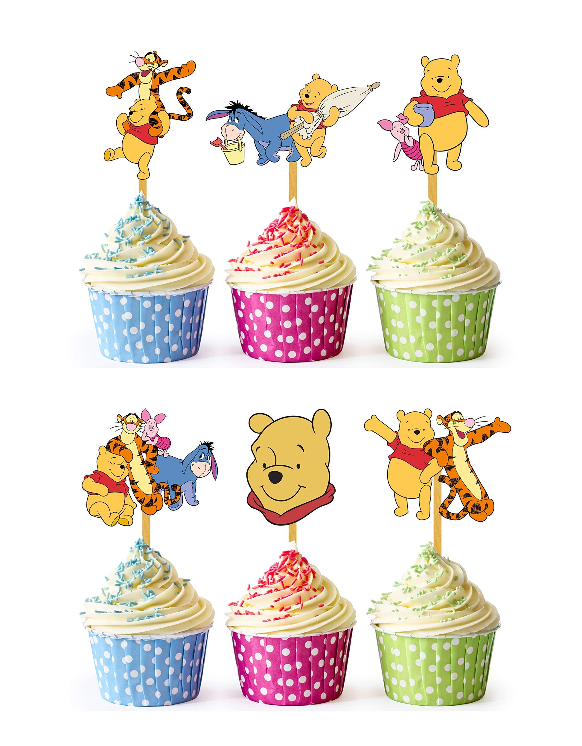 24X Honey Bear Cupcake Toppers - Strong Picks Happy Birthday D?Cor  Cupcake Decorations For Kids Birthdays