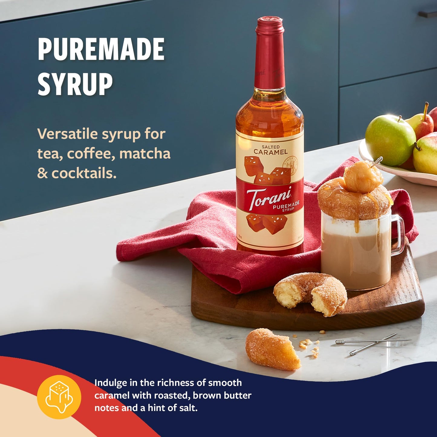 Torani Puremade Syrup, Salted Caramel Flavoring For Drinks, Pump Included, 25.4 Fl Oz