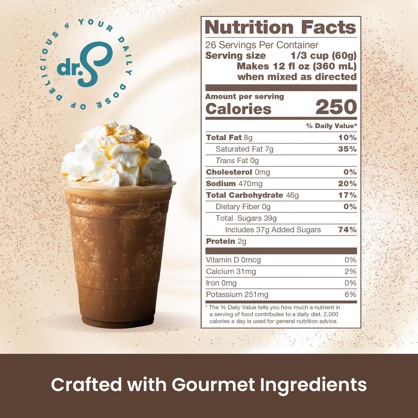 Dr. Smoothie Café Essentials Classic Latte - 155mg Caffeine - No Artificial Colors/Flavors - 3.5 lb Bag (26 Servings)