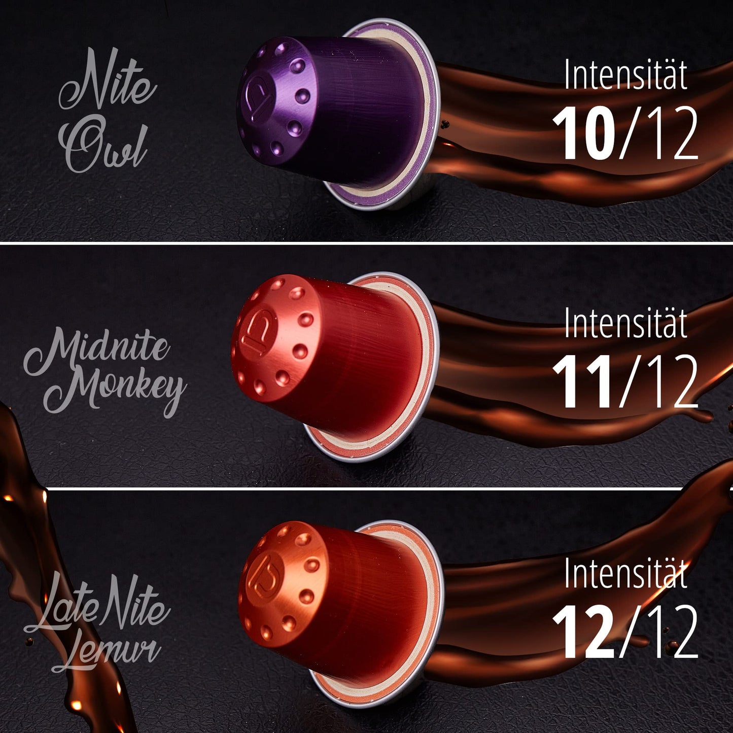 Nite Edition Dark Roast Espresso Variety Pack | 240 Aluminum Coffee compact pieces | Compatible with Nespresso | Intensity 10-12