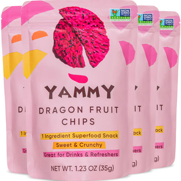 Yammy Dried Dragon Fruit Chips For Drinks Refreshers, Healthy 1 Ingredient Superfood Snack, Crunchy Like Freeze Dried Dragonfrui