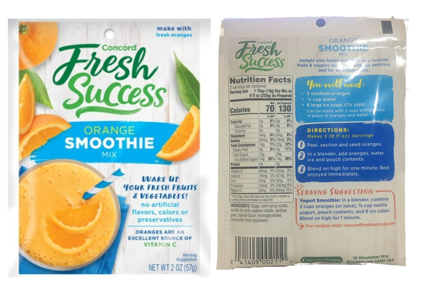Concord Orange Smoothie Mix, 2-Ounce Packages (Pack Of 18 )