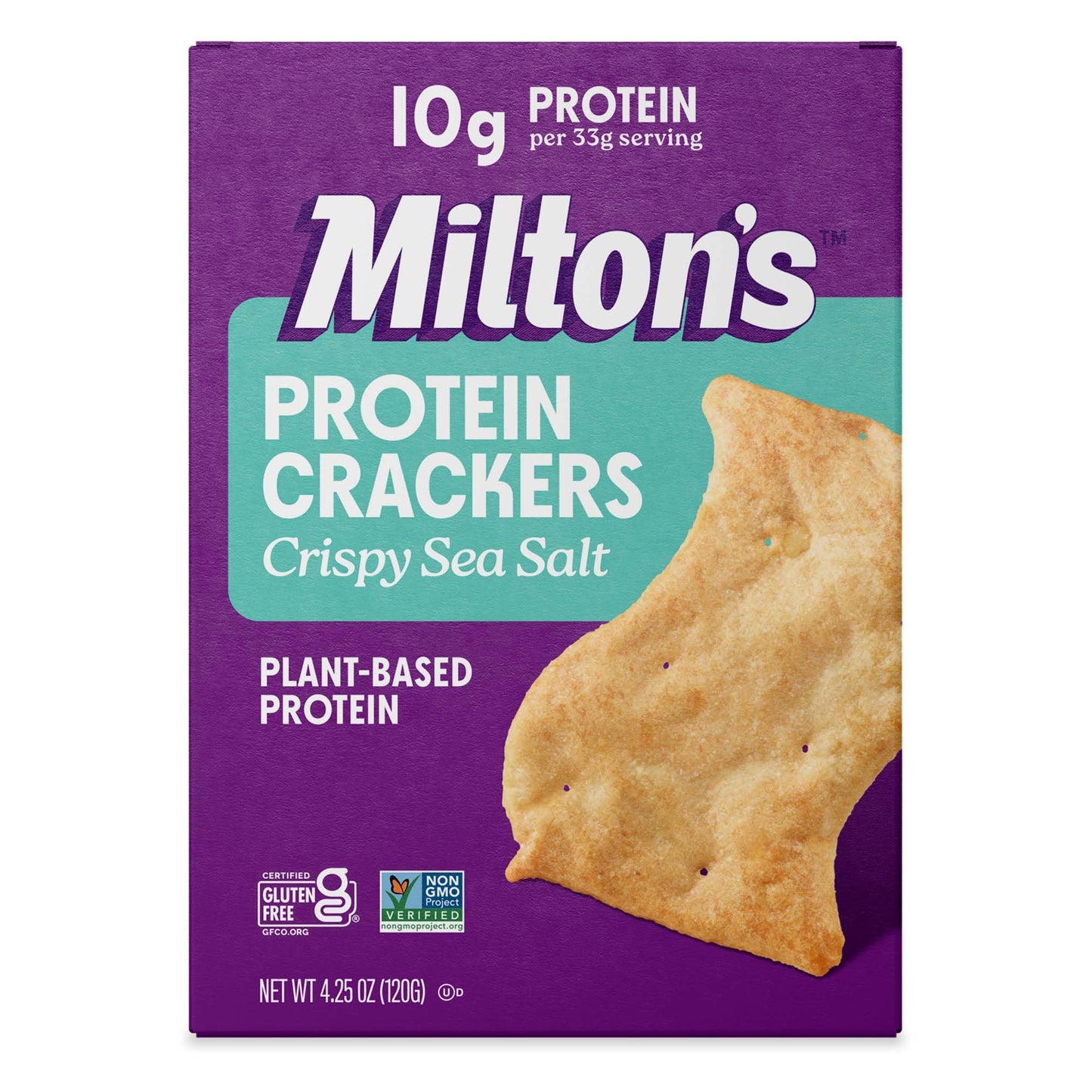 MiltonS Protein Breakers  Crispy Sea Salt - 10G Of Plant-Based Protein Per Serving  Certified Gluten Free  Non-Gmo Project Verified  Vegetarian-Friendly  Zero Grams Added Sugar Per Serving  4.25 Oz