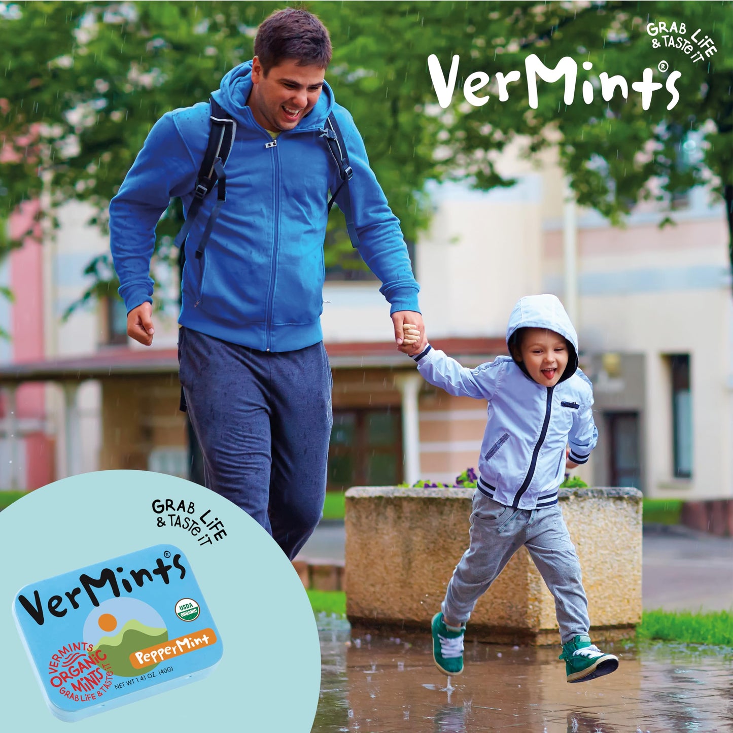 Organic Breath Mints by VerMints, PepperMint Flavor, All Natural, Non-GMO, Nut Free, Gluten Free, Vegan, KSA Kosher, Pack of 6,