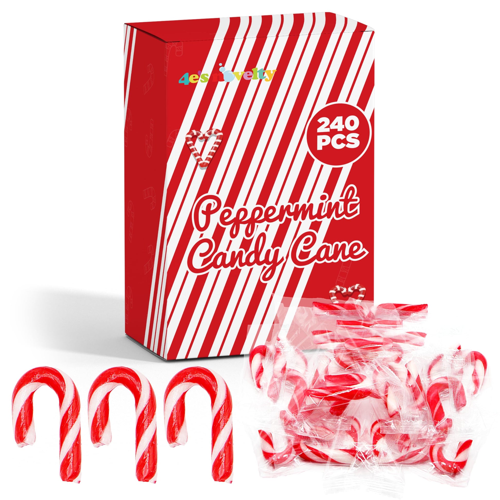4ES Novelty 240 Pack Mini Candy Canes Bulk - Individually Wrapped  2-Inch Mini Candy Canes  Classic Peppermint Flavor  For Christmas Treats And Christmas Bulk Stocking Stuffers  Perfect For Kids & 18+ Uses (240 Pack)