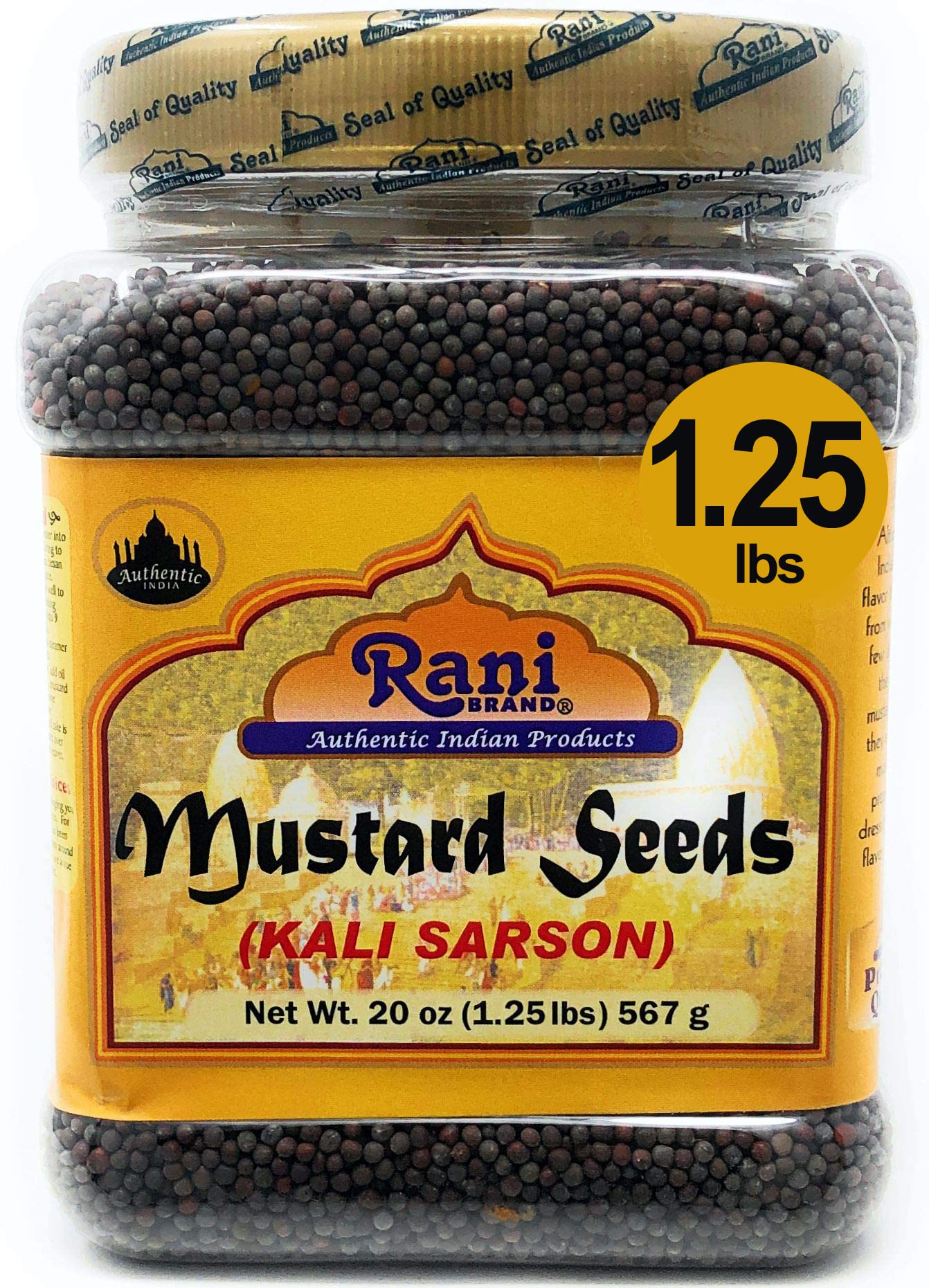 Rani Black Mustard Seeds Whole Spice (Kali Rai) 20Oz (1.25Lbs) 567G Pet Jar ~ All Natural | Gluten Friendly | Non-Gmo | Vegan |