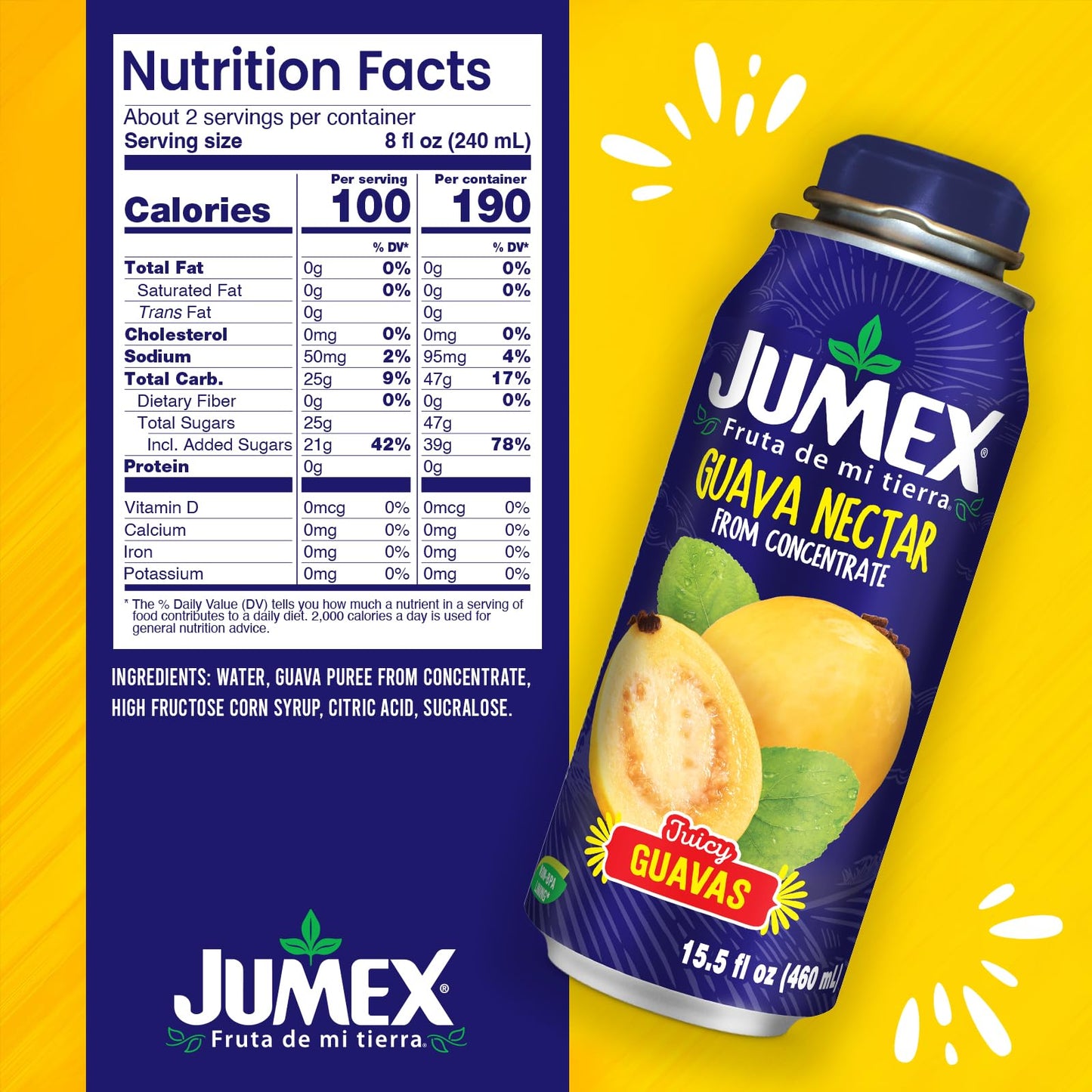 Jumex Guava Nectar - Insulated BPA-Free Aluminum Can, 16 Fl Oz (Pack of 12)