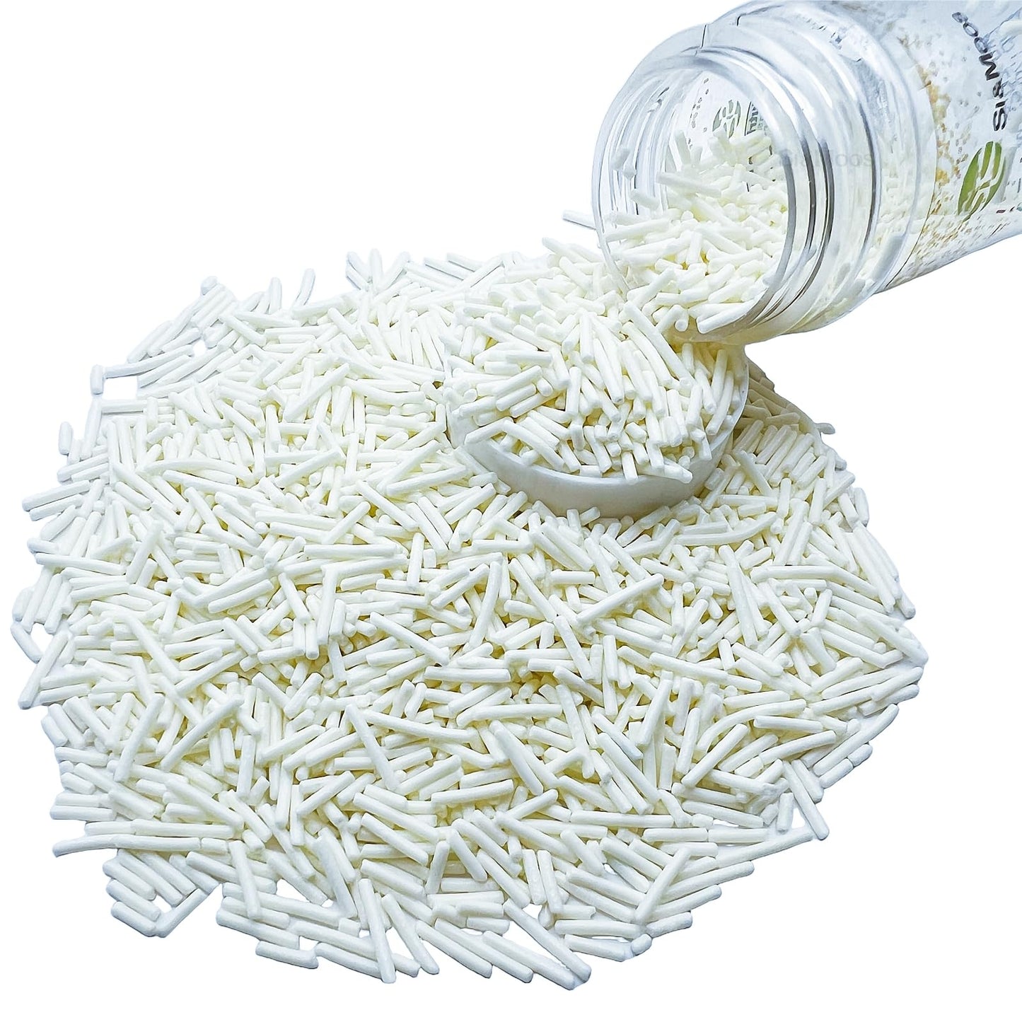 Se Si&Moos White Jimmies Sprinkles White Sprinkles For Cake Decorating Edible Crunchy Jimmies For Topping Ice Cream, Cookies, Ca