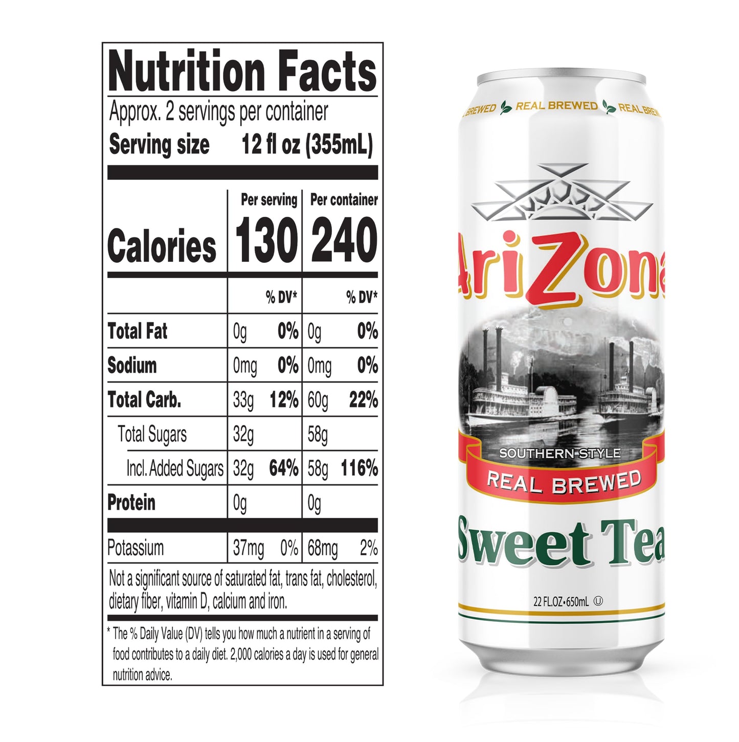 Arizona Sweet Tea - Big Can, 22 Fl Oz (Pack Of 24)