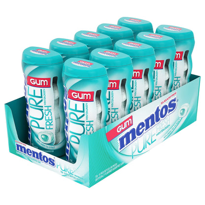 Mentos Pure Fresh Sugar-Free Chewing Gum with Xylitol, Wintergreen, 15 Piece Bottle (Bulk Pack of 10)