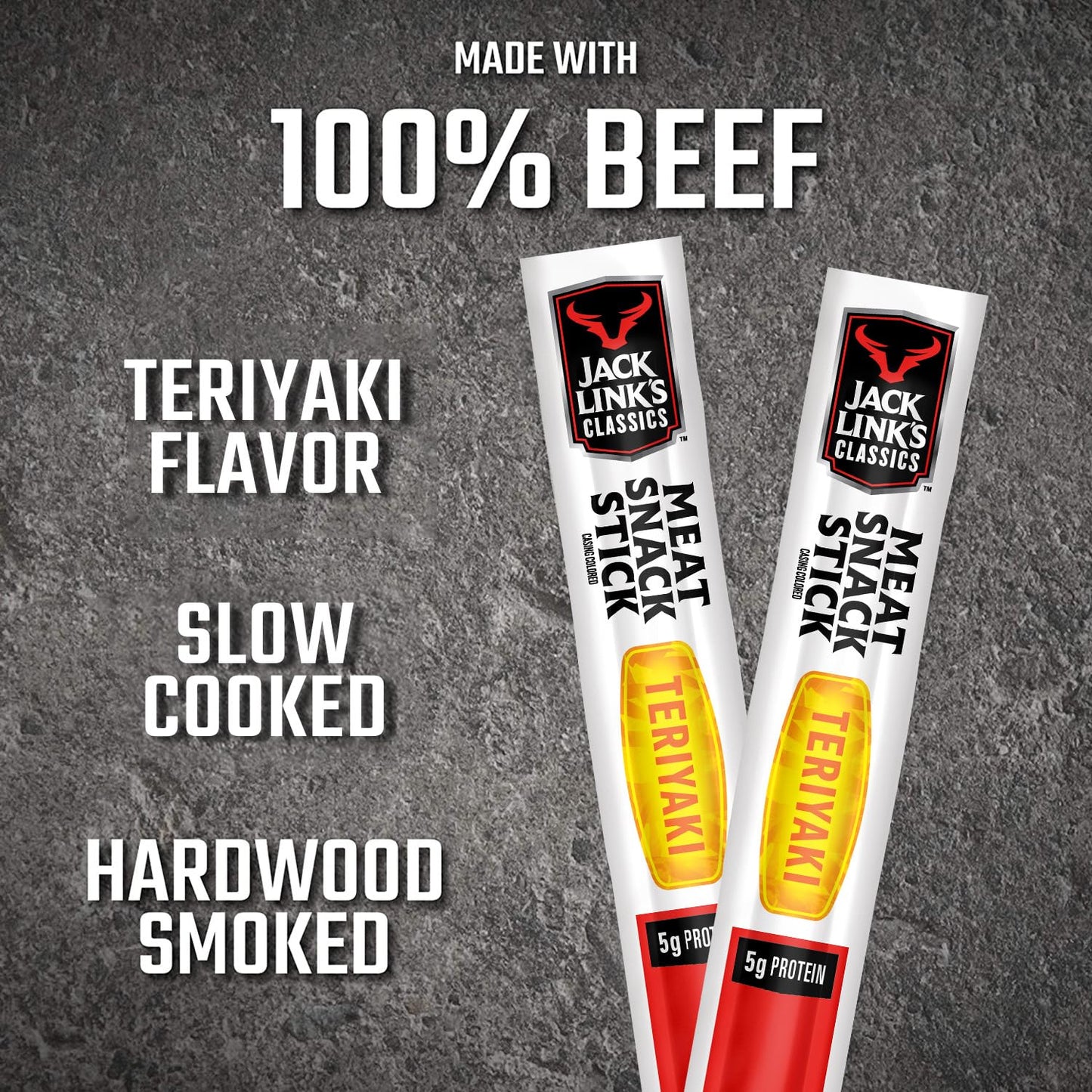Jack Links Meat Sticks, Classic Teriyaki Meat Snack - Protein Snack, Meat Stick with 5g of Protein - 0.8 oz. (Pack of 20)