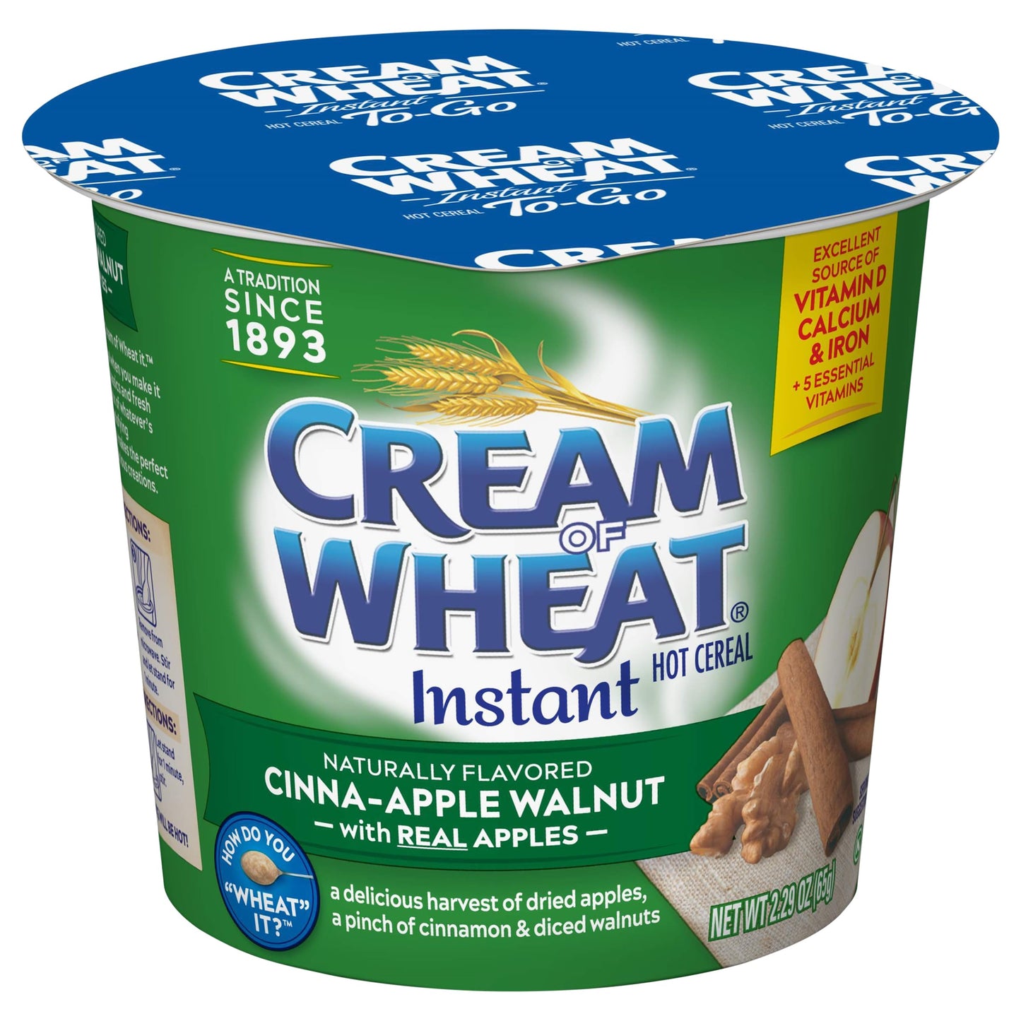 Cream of Wheat Instant Hot Cereal To-Go Cups, Cinna-Apple Walnut, 2.29 Ounce (Pack of 6)
