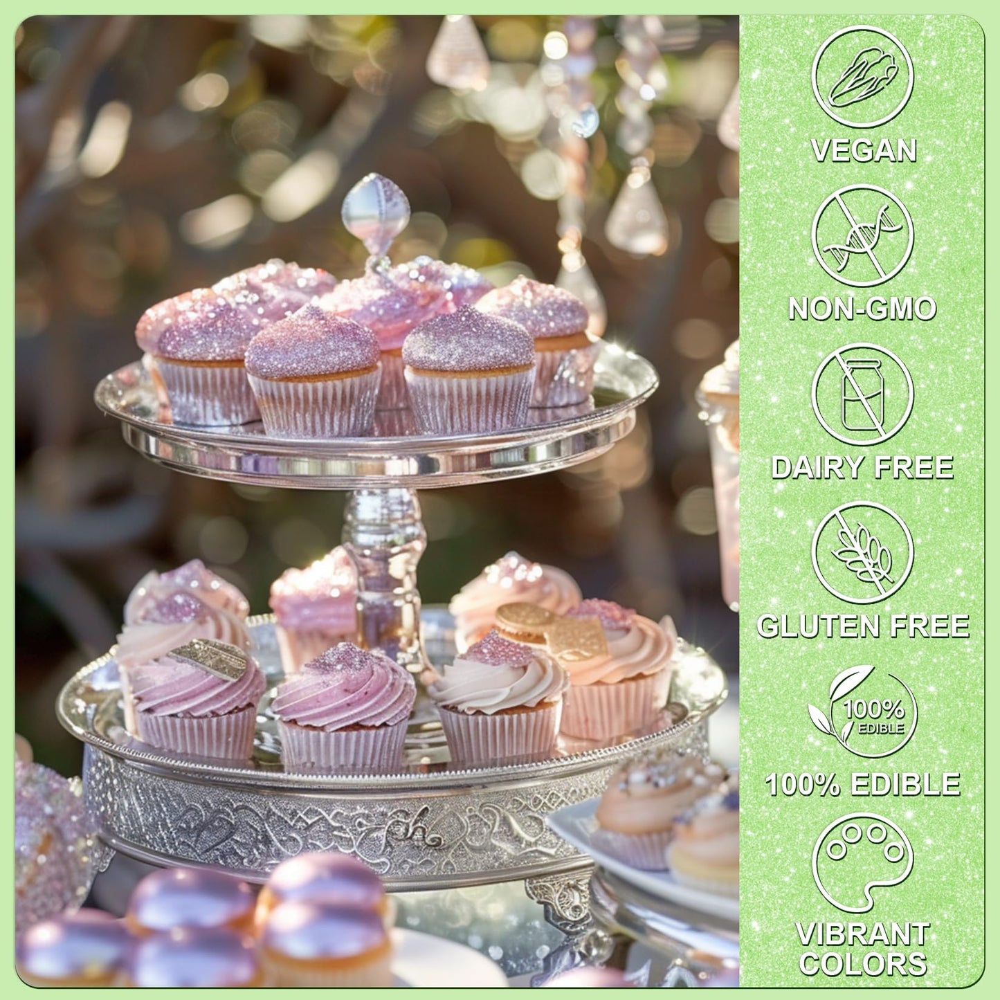 Olive Green Edible Glitter - 5G Food Grade Cake Decorating Shimmering Glitter, Edible Sprinkle Luster Dust For Drinks, Chocolate